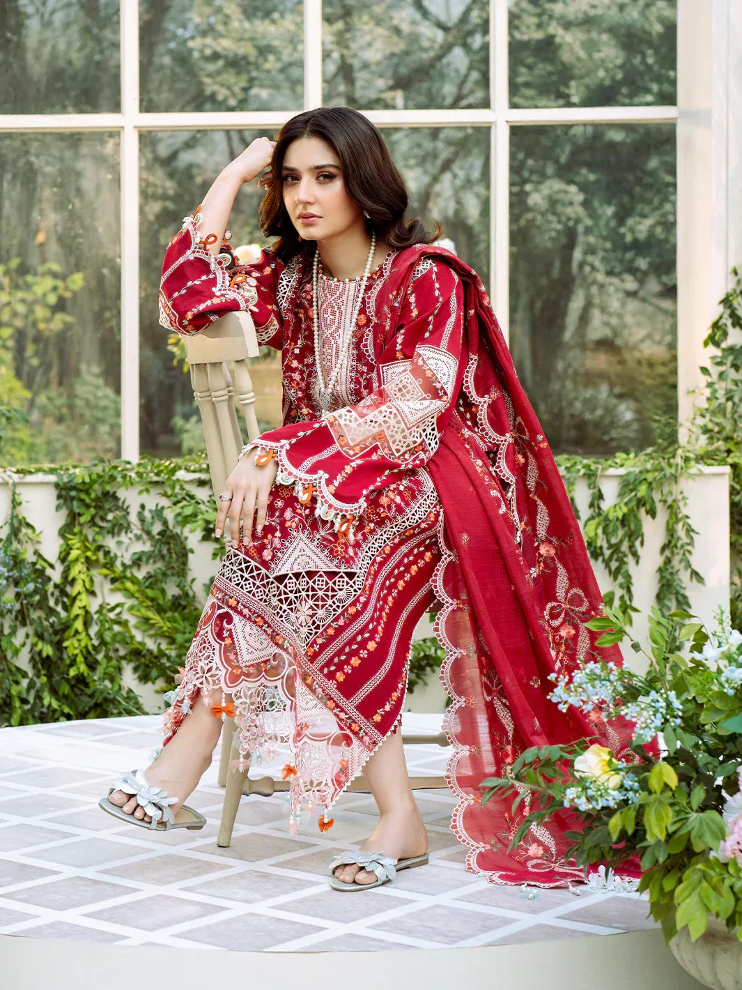 3PC UNSTITCHED LAWN SUIT - ANS1326