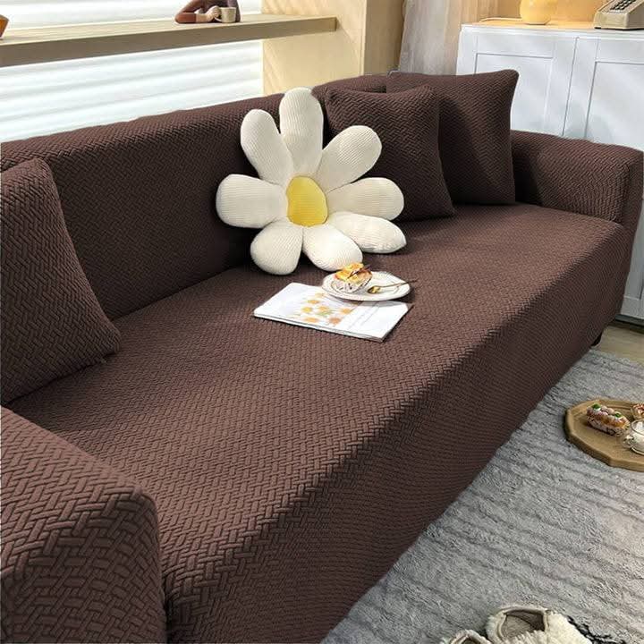 Stripe Jacquard Sofa Cover (Brown)