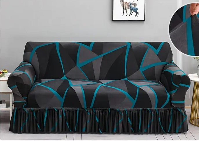 Premium Printed Sofa Cover - Blue