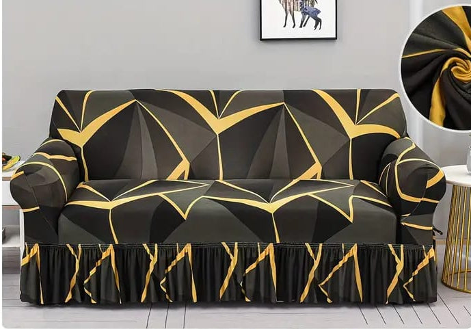 Premium Printed Sofa Cover - yellow