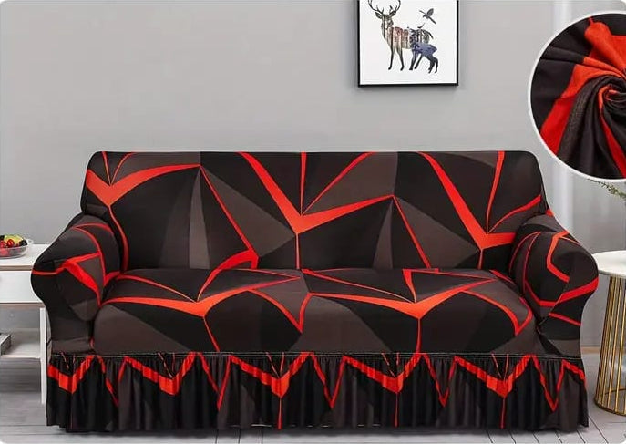Premium Printed Sofa Cover - Red