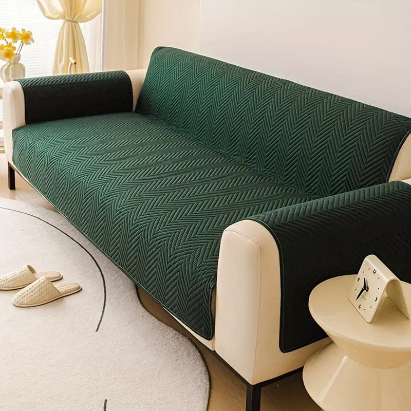 New Cotton Quilted Sofa Cover -Green