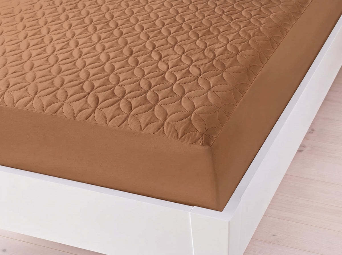 Quilted Ultrasonic Mattress Cover (Brown)