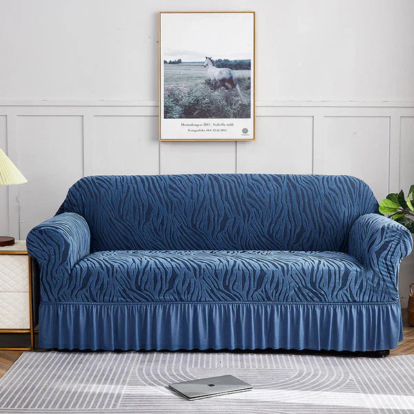 Zebra Velvet Sofa Covers (Blue)