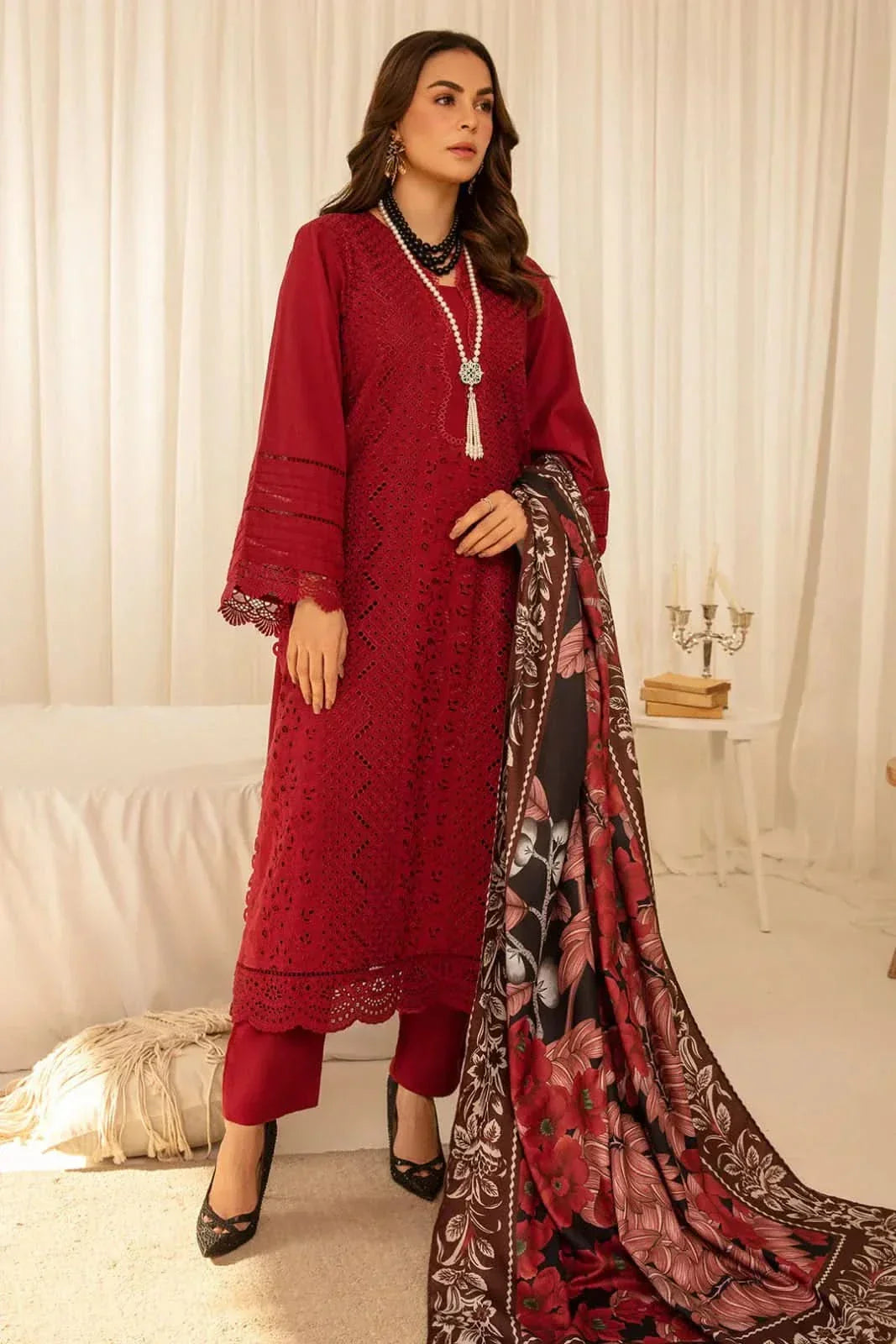 3 PC BORING EMBROIDERED LAWN SUIT-ANS783