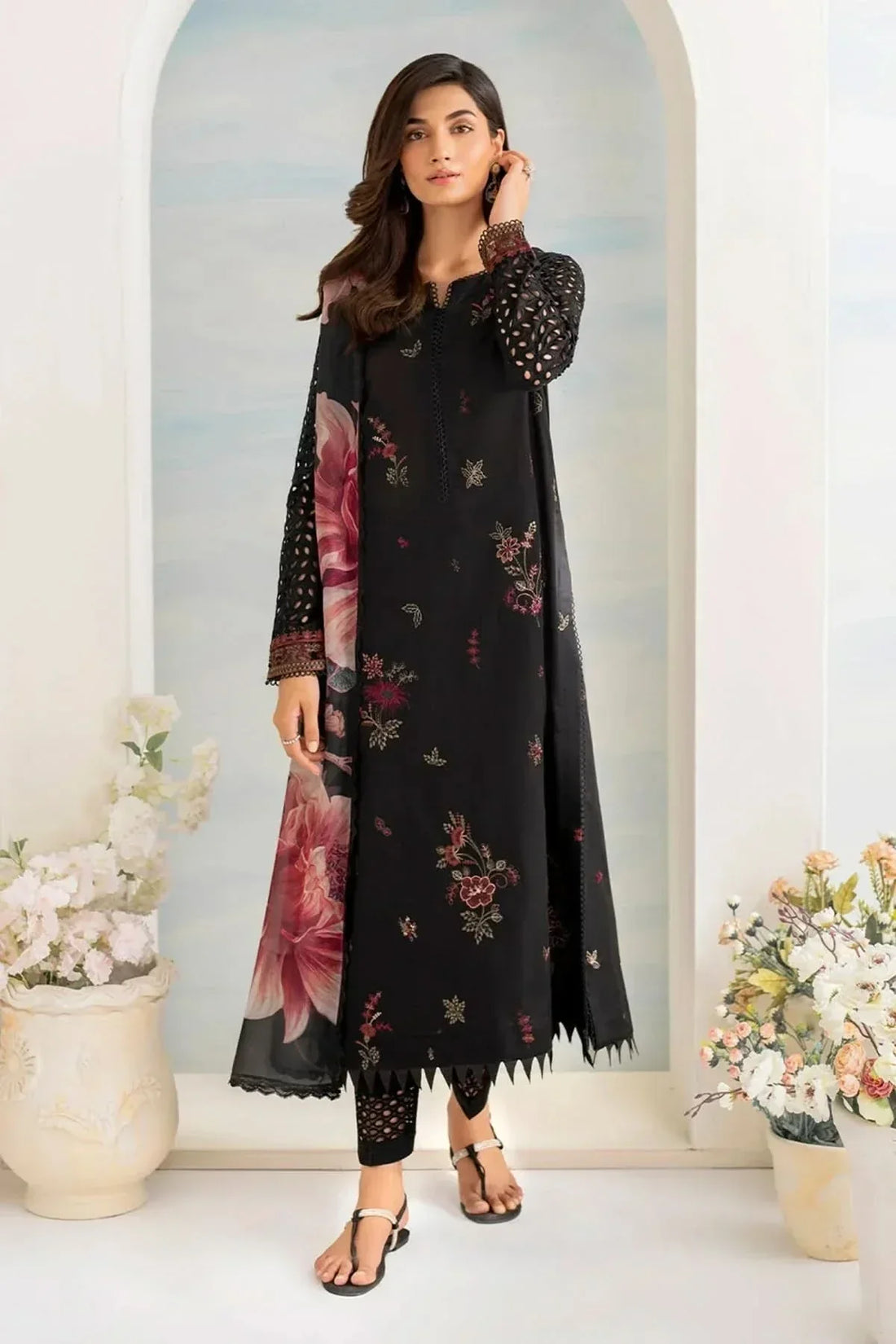 3 PC - EMBROIDERED LAWN SUIT -ANS1376