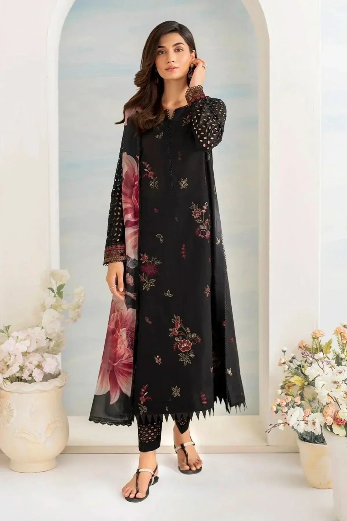 3 PC - EMBROIDERED LAWN SUIT -ANS1376