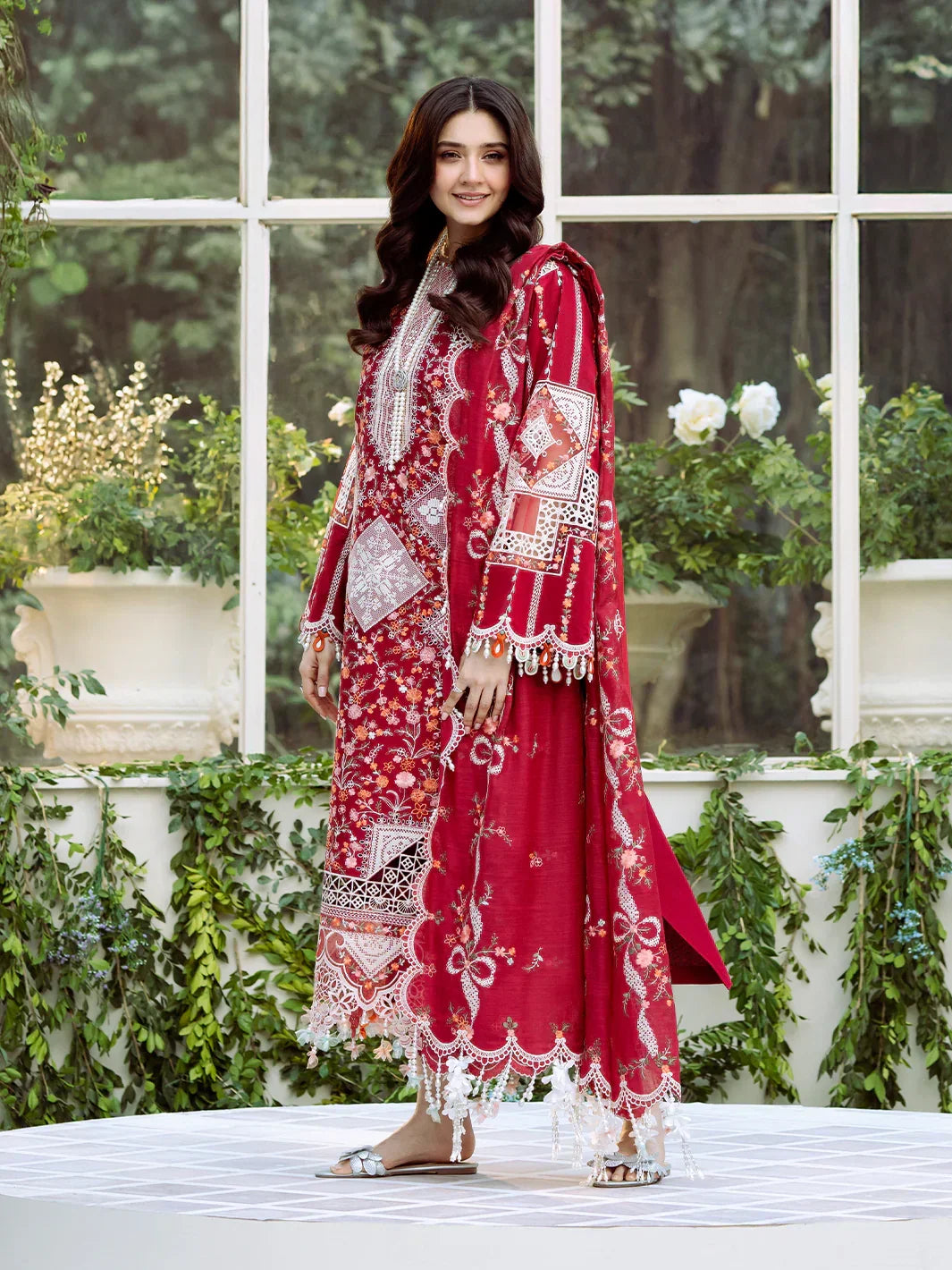 3PC UNSTITCHED LAWN SUIT - ANS1326
