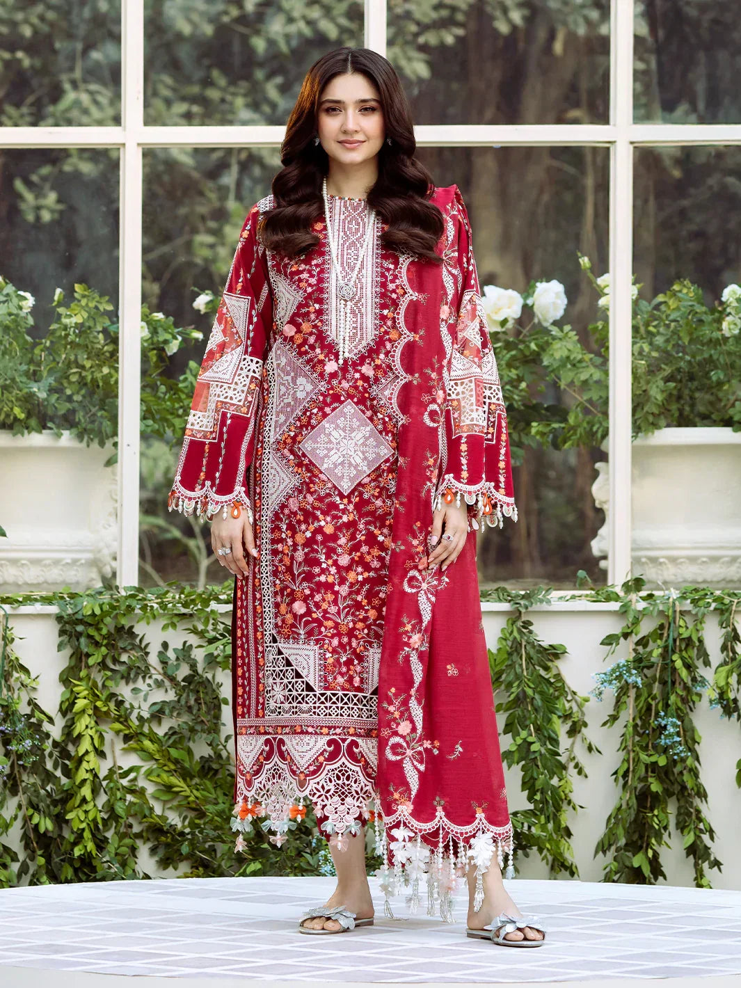 3PC UNSTITCHED LAWN SUIT - ANS1326