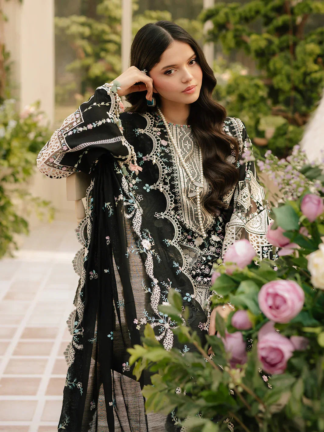 3PC UNSTITCHED LAWN SUIT -  ANS385
