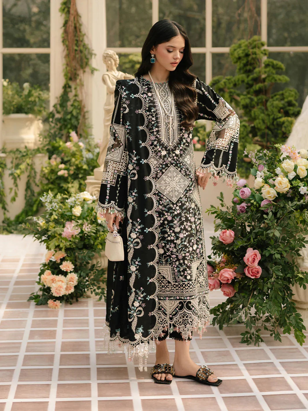 3PC UNSTITCHED LAWN SUIT -  ANS385