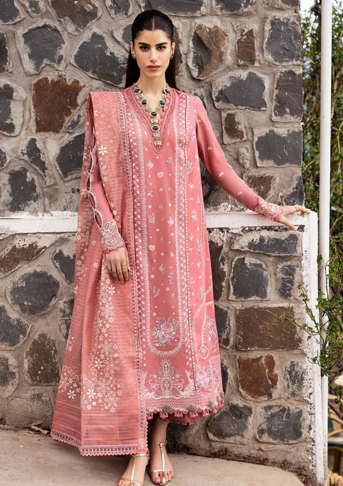 3 PC EMBROIDERD LAWN SUIT - ANS661