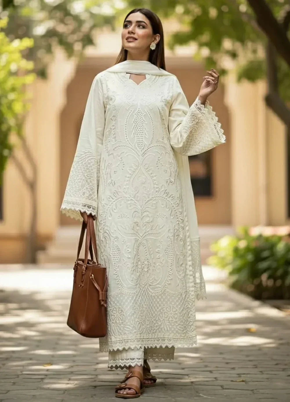 3 PC EMBROIDERED LAWN - ANS025