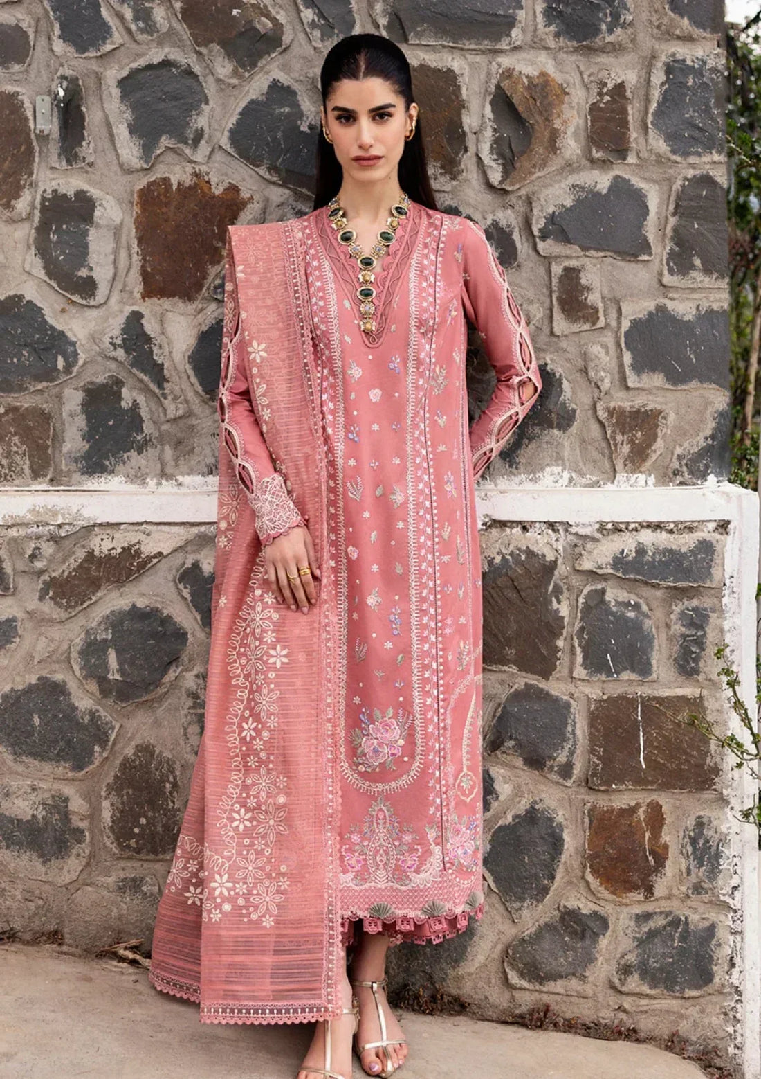 3 PC EMBROIDERD LAWN SUIT - ANS661
