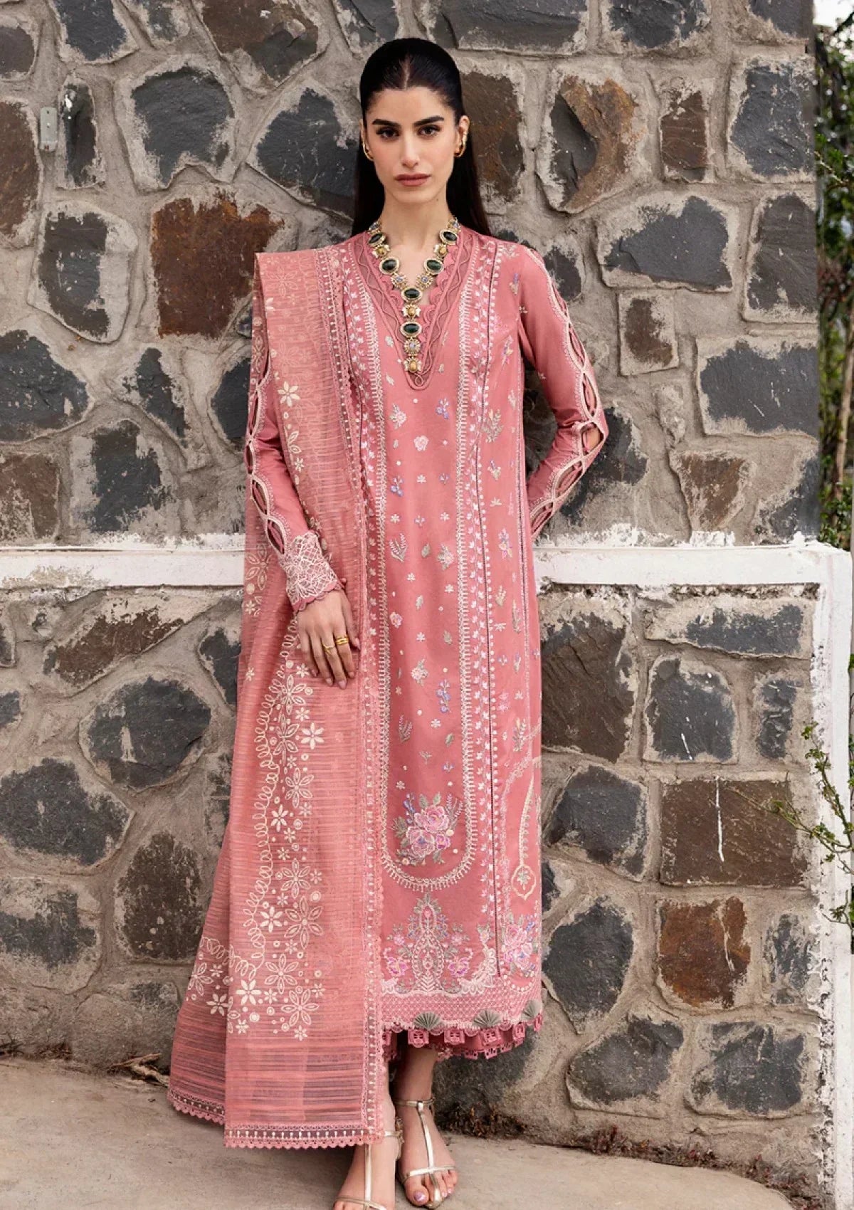 3 PC EMBROIDERD LAWN SUIT - ANS661