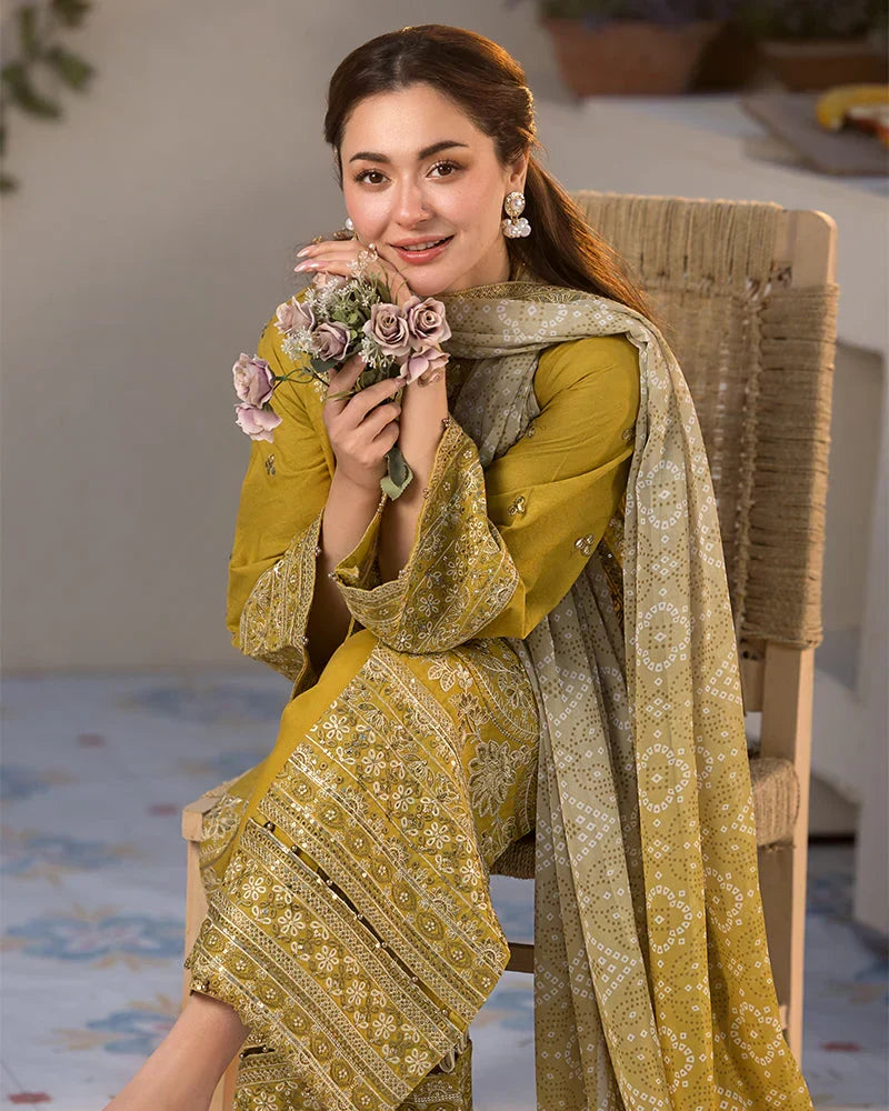 JANAN PARROT 3PC UNSTITCHED LAWN SUIT - ANS1770