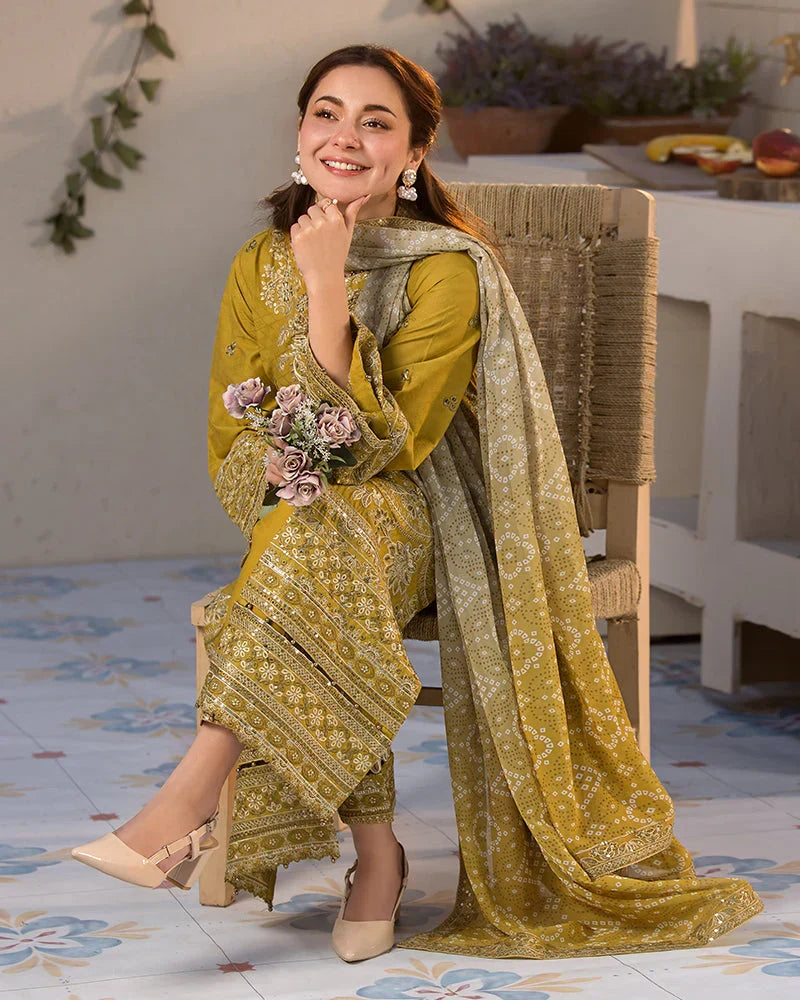 JANAN PARROT 3PC UNSTITCHED LAWN SUIT - ANS1770