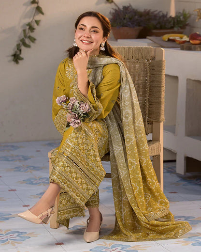 JANAN PARROT 3PC UNSTITCHED LAWN SUIT - ANS1770
