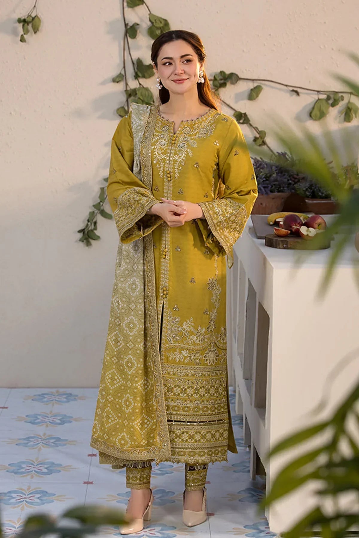 JANAN PARROT 3PC UNSTITCHED LAWN SUIT - ANS1770
