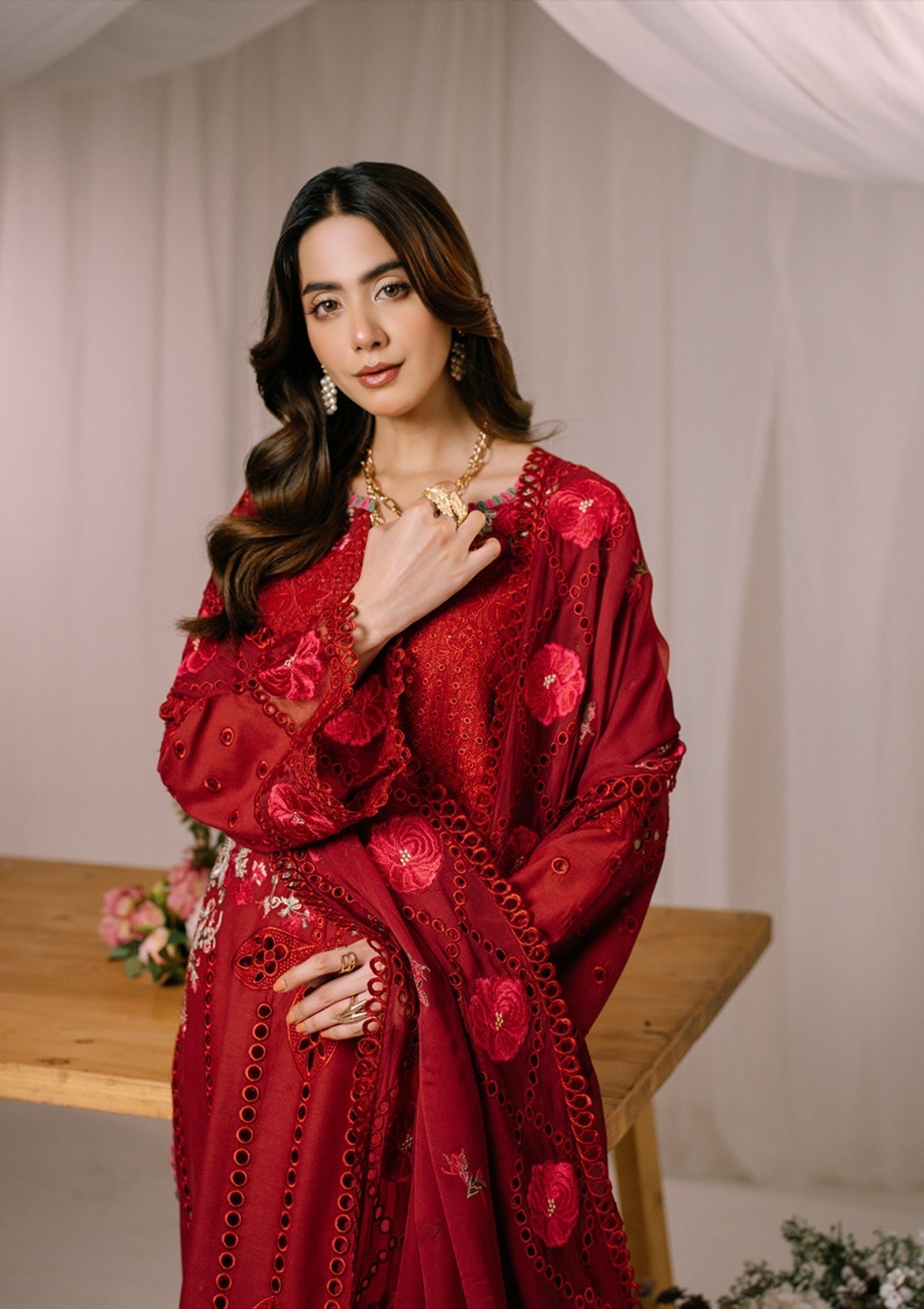 3 PC EMBROIDERED LAWN SUIT - ANS565