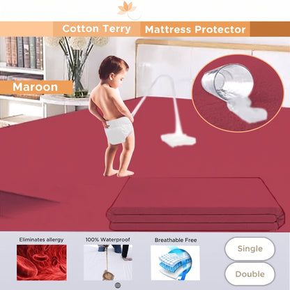 Water Proof Mattress Protector - Maroon