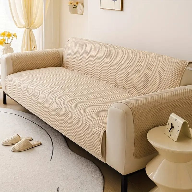 New Cotton Quilted Sofa Cover -Beig
