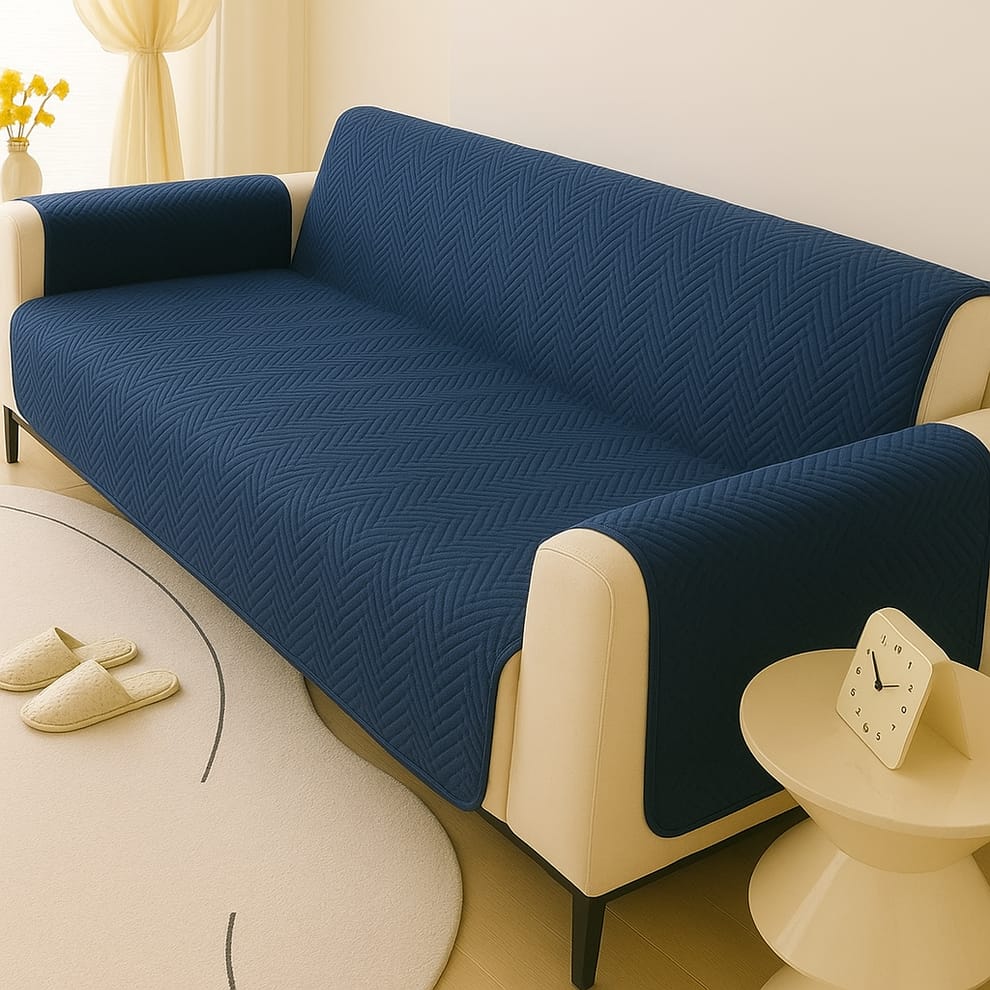 New Cotton Quilted Sofa Cover -Blue