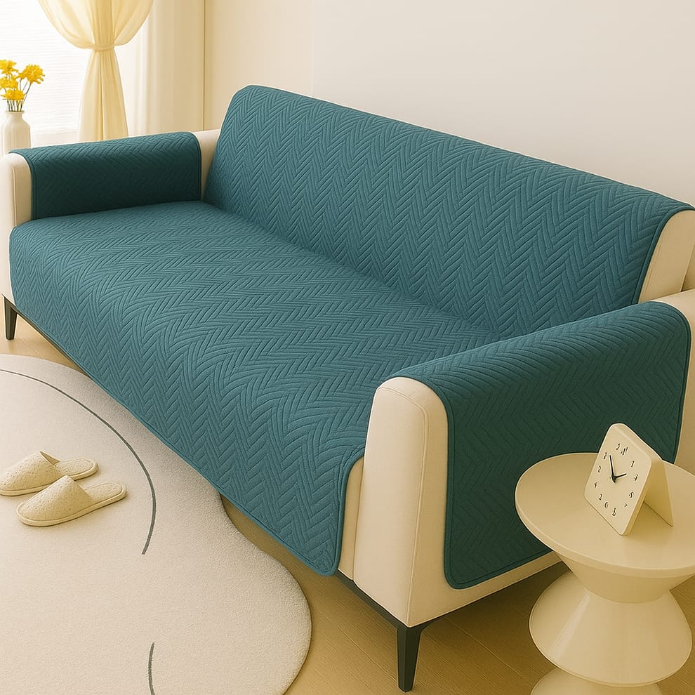 New Cotton Quilted Sofa Cover -Zinc