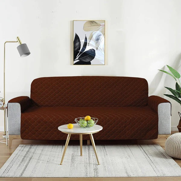 Cotton Quilted Sofa Runner - Sofa Coat Brown