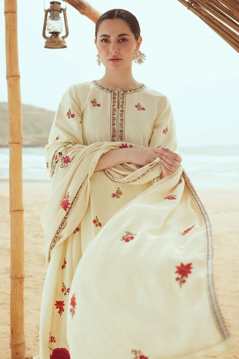 CREWEL CREAM-3PC  EMBROIDERED LAWN-ANS3299