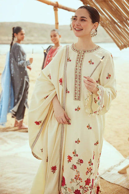 CREWEL CREAM-3PC  EMBROIDERED LAWN-ANS3299