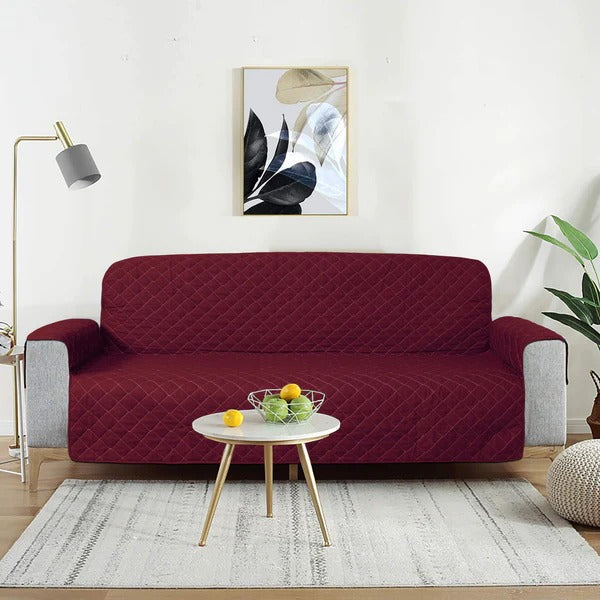 Cotton Quilted Sofa Runner - Sofa Coat Maroon