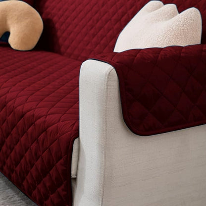 Cotton Quilted Sofa Runner - Sofa Coat Maroon