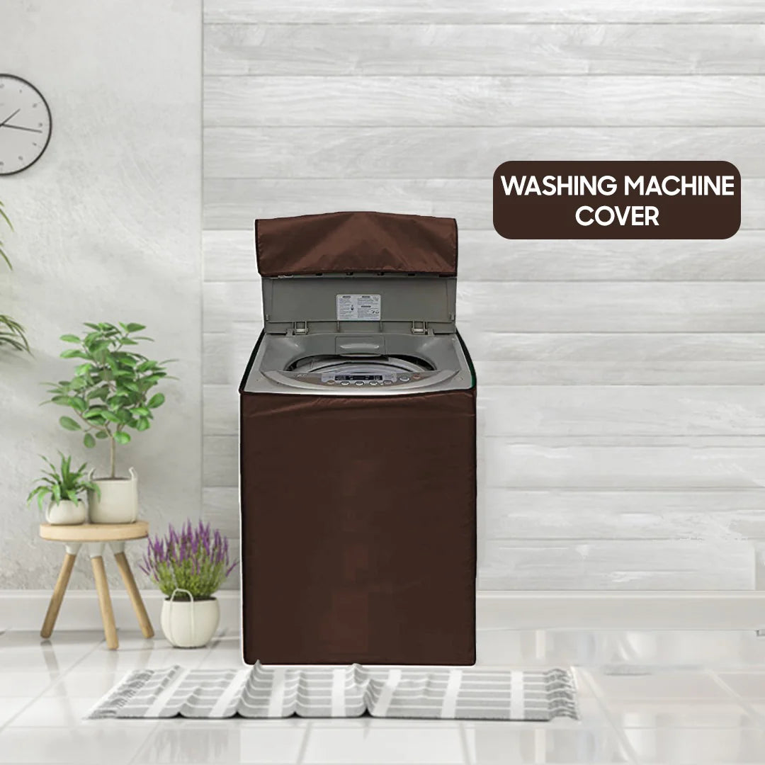 Zip Open Close Waterproof Top Loaded Washing Machine Cover (Brown Color - All Sizes Available)